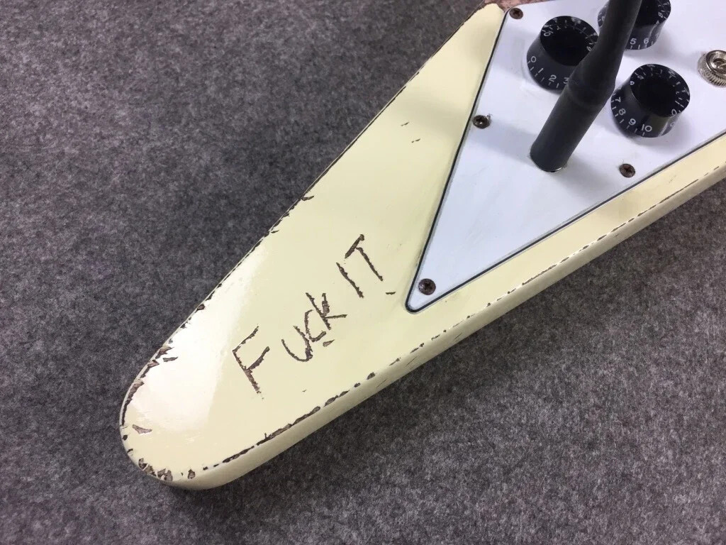 Metallic Hetfield Cream White Electric Guitar EMG Pickups Vintage