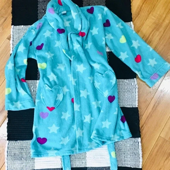 Niña Corazón Verde Azulado Acogedor Ropa de Dormir Bata Pijama XL 10 12 Invierno Foto 2 de 3