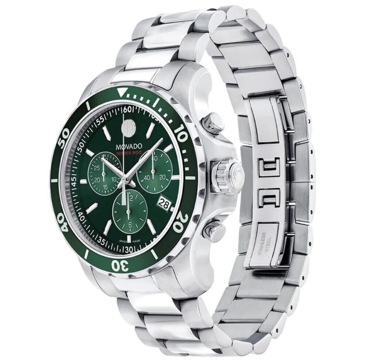 Movado 2600179 Series 800 Swiss Men's Green Dial Chronograph Watch