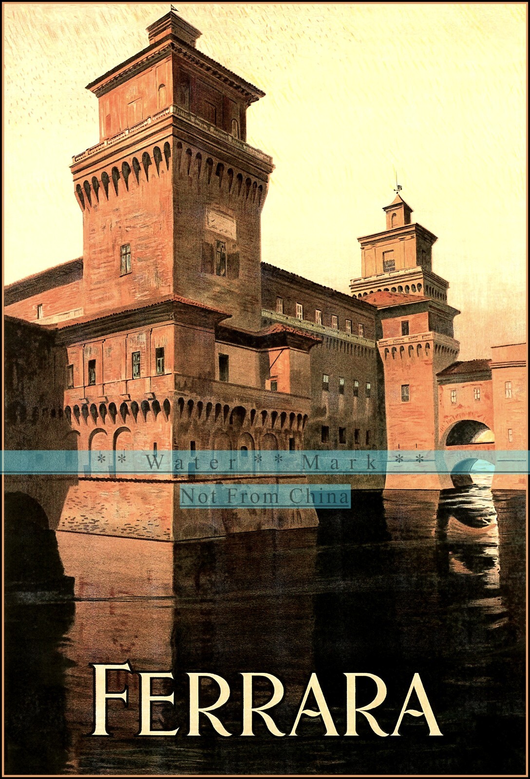 Ferrara Italy 1927 Northen Italy Vintage Poster Print Retro Style Wall Art