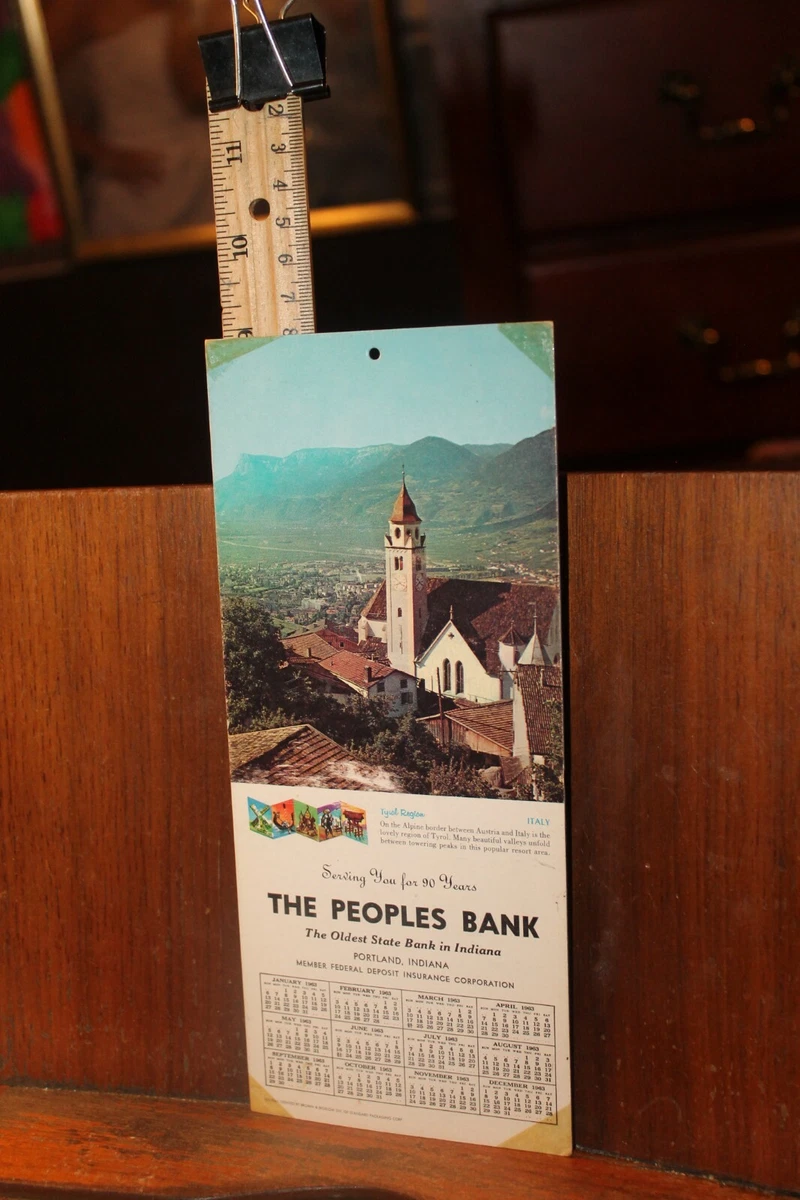 Vintage The Peoples Bank Portland Indiana Blotter Calendar 1963 Tyrol  Region | eBay