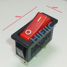RLEIL RL1-3 1E4 Power On Off Rocker Switch 3 Pin 16A 250VAC T125/55 Red Lamp