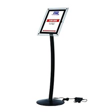 AcryLED Curved Menu Board 8.5x11 inch Black Pedestal Sign Holder Floor Standing