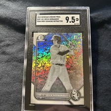 2022 Bowman 1st Chrome Erick Hernandez Black And White Mini Diamond  SGC 9.5 MT+