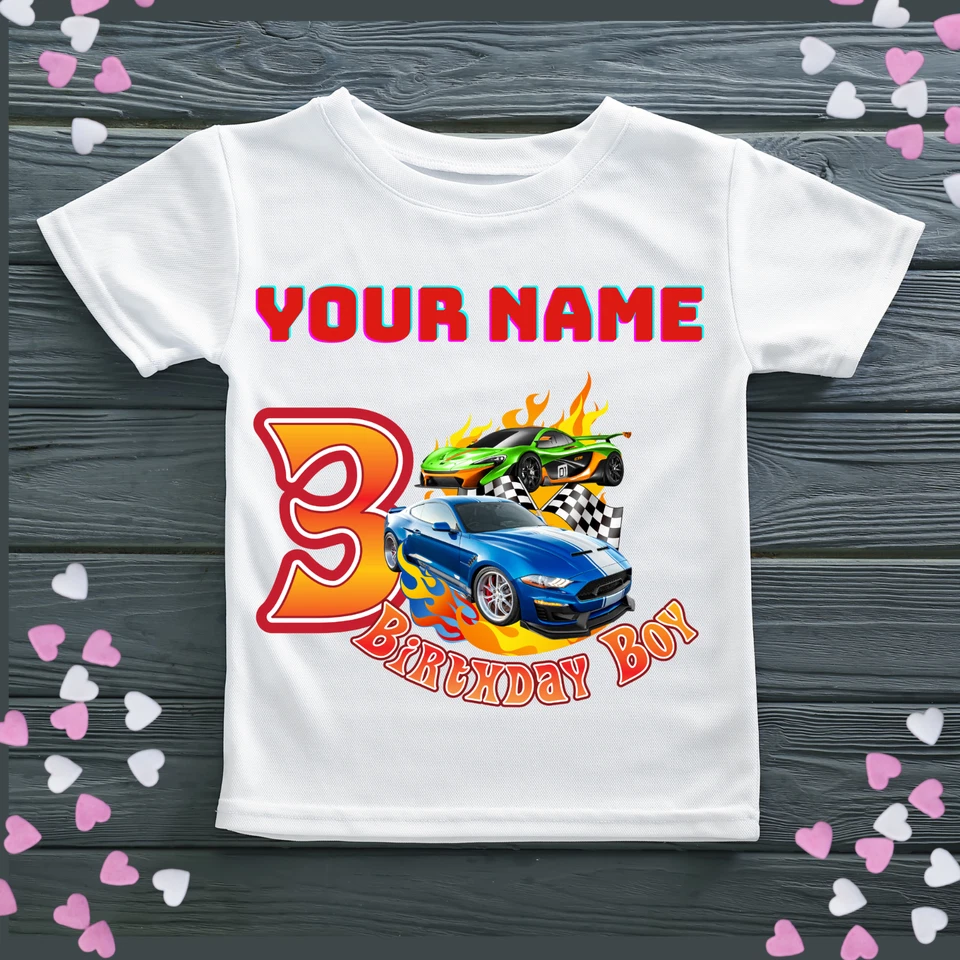 personalised hot wheels t-shirt birthday