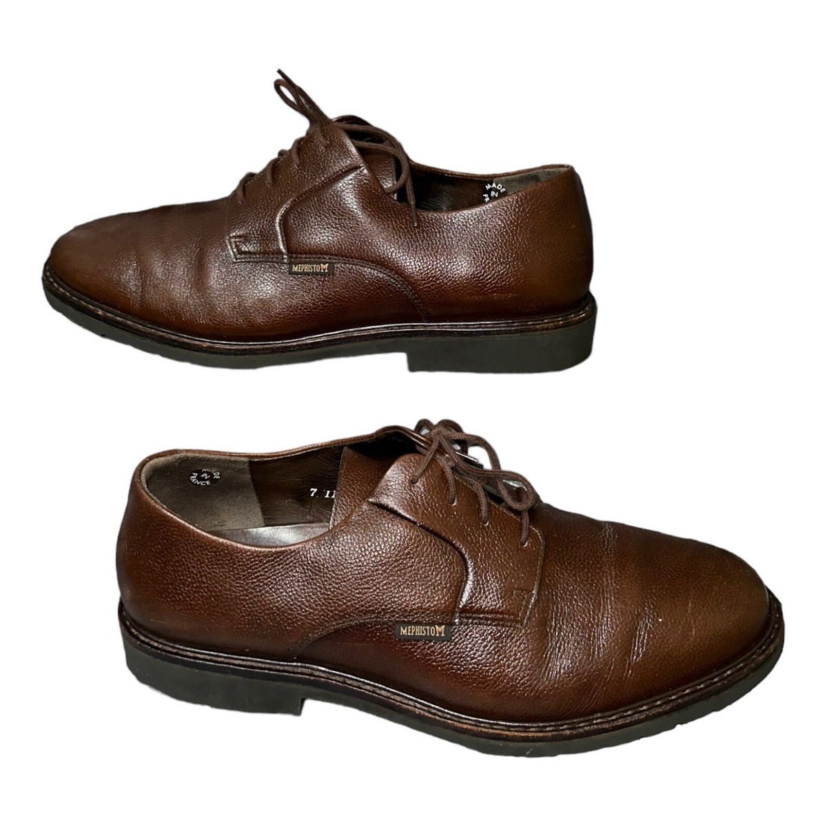 MEPHISTO CASUAL OXFORD MENS SHOES BROWN LEATHER UPPER SIZE 
