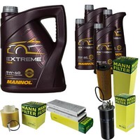 MANN-FILTER Inspektionspaket Mannol 9L Extreme 5W-40 FüR Audi A6 Avant 2.7 Tdi