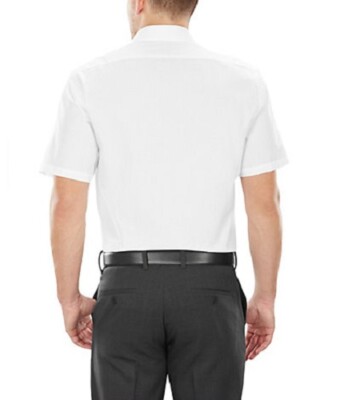 van heusen short sleeve poplin dress shirt Originals Pattern Short Sleeve Shirt Small / Brilliant White