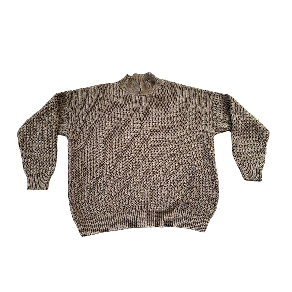 Vintage 80s 90 GAP Cotton Ramie Heavy Knit Mens Medium Brown