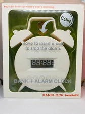 Dreams Banclock Bank & Alarm Twin Bell Clock Stylish Color White