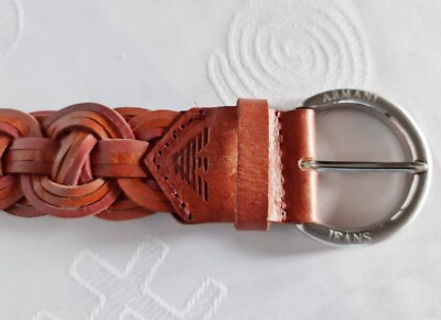Giorgio Armani Womens Burgandy Italian Leather Belt - Size 42 VINTAGE AUTHENTIC ITALY ARMANI JEANS LOGO BURGUNDY LEATHER  main image 4