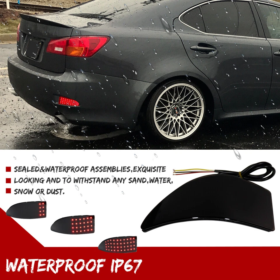 Kit de luces antiniebla traseras de señal de freno trasero ahumado LED para Lexus IS250 IS350 2006-2013 Foto 3 de 4