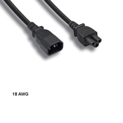 [10pc] 3ft 18 AWG 3 Prong Power Cable IEC-60320 C14 to C5 10A/300V SJT Black