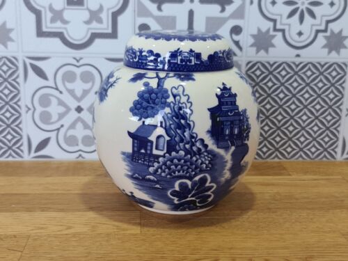 Vintage Burgess & Leigh Blue Willow Ginger Jar & Lid Twining & Co - Picture 1 of 12