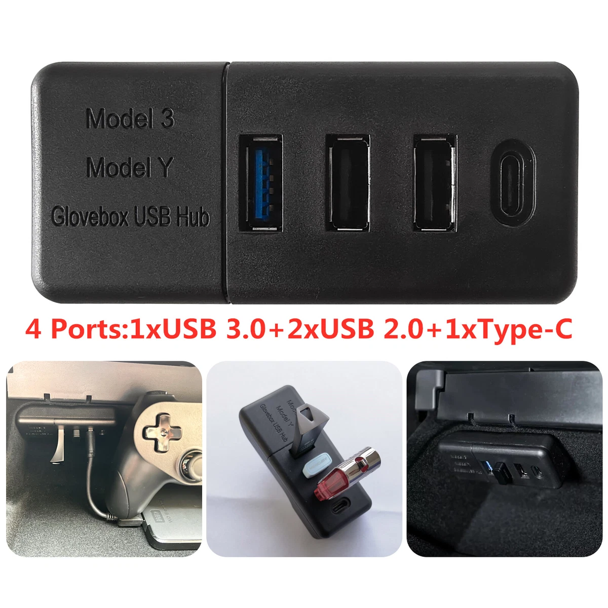 4 Anschlüsse Handschuhfach USB Hub Dockingstation Adapter Fur