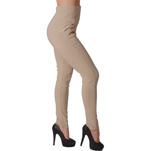 Hose Leggings Business Stretch High Waist Knöpfe Punkte Treggings 36 38 40 42 - Picture 28 of 52