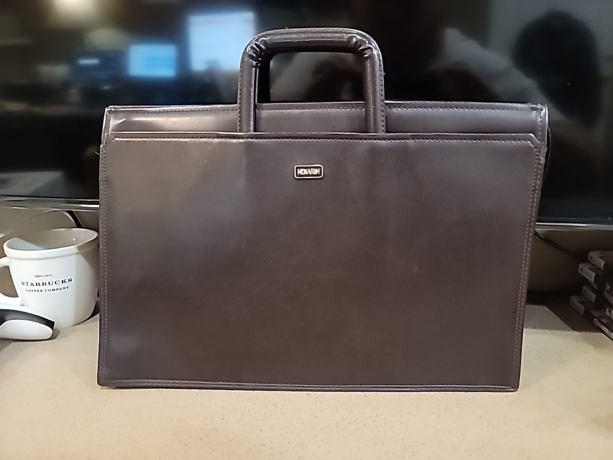Monarch Briefcase  Attaché Slim Portfolio Brown Briefcase Vintage