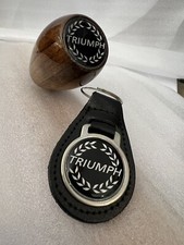 Triump Tr  WOOD GEAR KNOB And Key Ring WITH TRIUMPH LOGO *NEW* Black Laurel