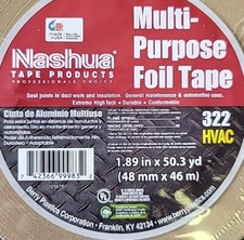  12 Rolls NASHUA 322 HVAC Multipurpose Foil Tape,Metallic 1.89in x 50.3yd NEW