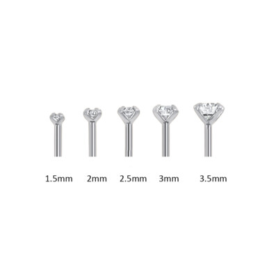 14K White Gold Nose Bone Ring Stud Real Genuine Diamond 18