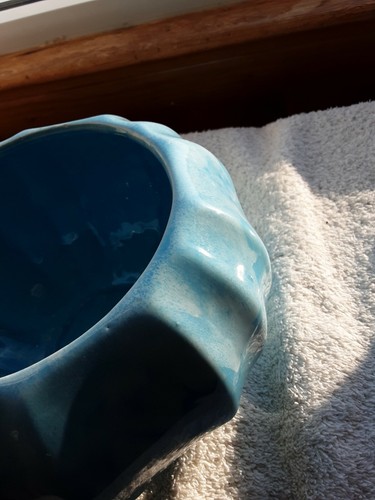 California Calie Originals Retro Turquoise/Blue Planter Bowl PB2 USA - Picture 5 of 6