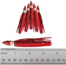 Fish WOW!® 3.5" 9cm Fishing Squid Skirt Octopus Trolling Hoochies lure Red lot
