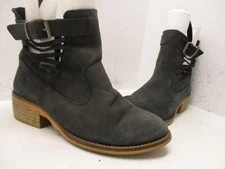 Coolway Distressed Black Nubuck Leather Ankle Boots Womens Size 38 EUR