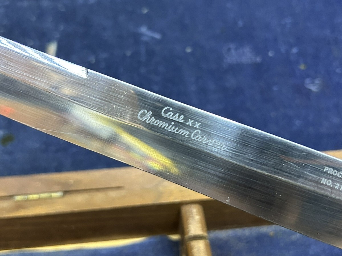 Vintage Case XX Chromium Carver Stag Handle Carving Set In Vintage Case XX Chromium Carver Stag Handle Carving Set In