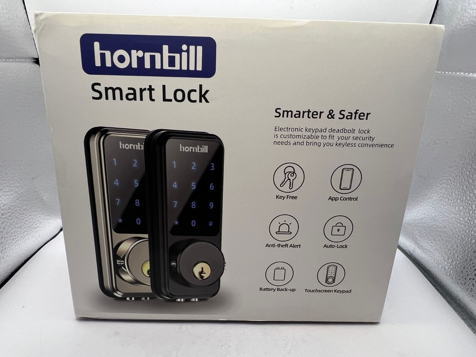 Hornbill Smart Lock Deadbolt Keyless Entry with Keypad in Silver-image