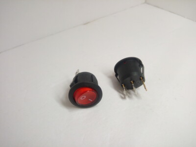 2x Lot Pack Round 23mm 3 Pins 2 Pos 6A 250V 10A 125V AC Red Rocker Button Switch
