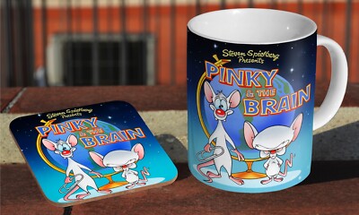 Pinky and the Brain 90er - Keramik Kaffee-/Teetasse + passender Untersetzer