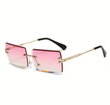 Trendy vintage rectangle rimless sunglasses- Frameless Square Sunglasses