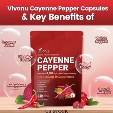 VivoNu Cayenne Pepper Softgels Supplement Premium - 240 Tablets LATEST FREE New