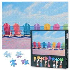 1000 Piece Puzzle Colorful Beach Chairs Summer Coastal Jigsaw For Adults Home