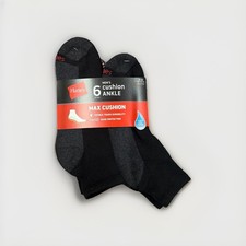 Hanes Ankle Socks 6-Pack Mens Max Cushion Cool ComfortBlend FreshIQ Max Cushion
