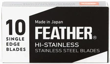 Feather FHS-10 Hi-Stainless Single Edge Razor Blades - NEW Sealed Box