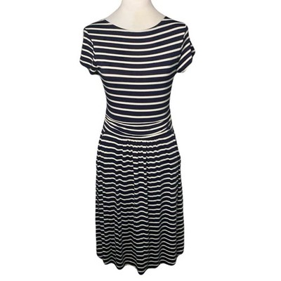 Boden Womens 4R Navy Blue White Striped Short Sleeve Casual Cotton Mini Dress
