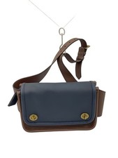 Coach shoulder bag combination leather Navy Used