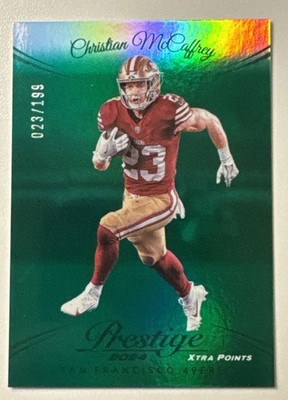 Christian McCaffrey 2024 Panini Prestige - Xtra Points Green 23/199 Jersey Match
