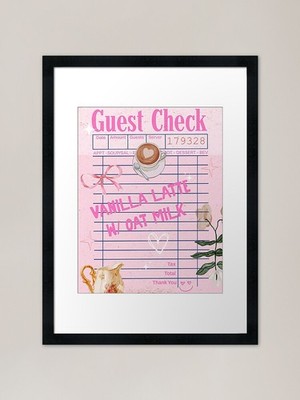 Gästecheck - Latte mit Hafermilch F gerahmtes Wandbild Poster Leinwanddruck Bild