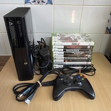Microsoft Xbox 360 E 500GB Black Console HDMI Cable + Wired Controller 10 Games
