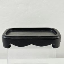 3" x 5" Rectangular Asian Oriental Black Wood Plant Jar Vase Stand Display Base