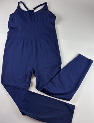 New XL Victoria Secret Pink Active Seamless Full Length Bodysuit Dark Blue