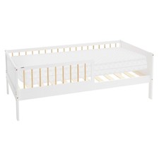Letto con materasso per bambini 80x160 cm bianco naturale legno con protezione