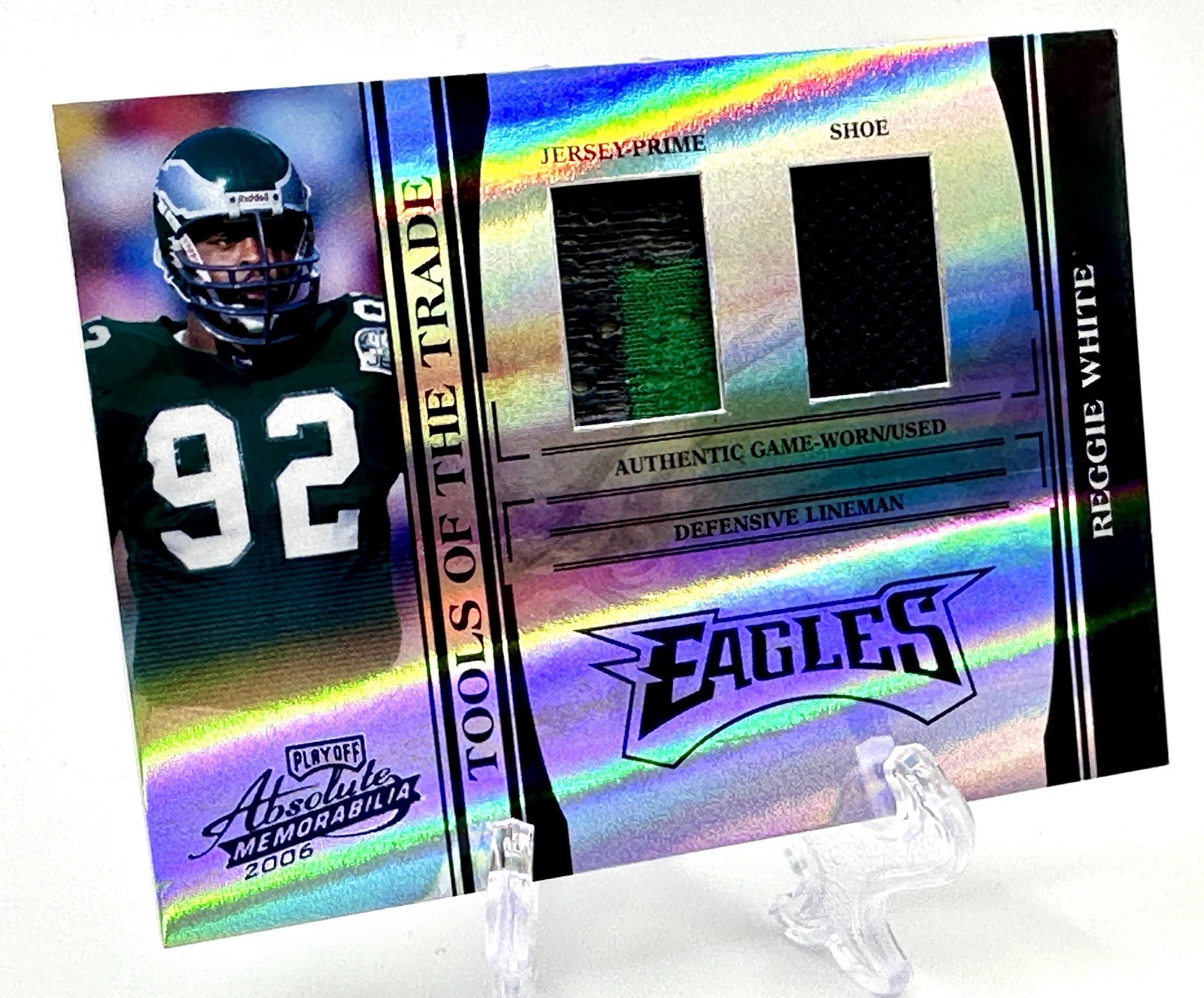 2006 Absolute Reggie White Tools of the Trade Black Spectr Patch Shoe /25 Eagles