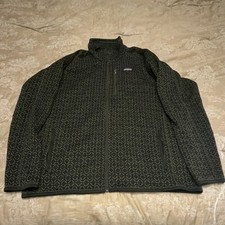 Patagonia Men s Black/Green Geometric Full Zip Fleece Jacket Logo XL