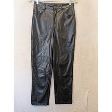 SHEIN Womens Faux Leather High Rise Straight Leg Pants Black Size 4 Small