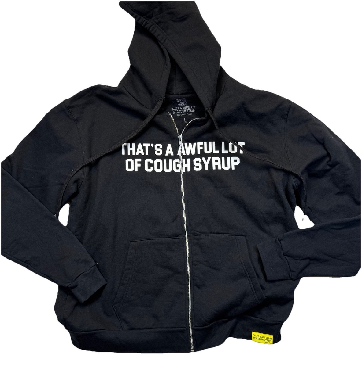 That's A Awful Lot Of Cough Syrup Black Full Zip Hoodie (L) ALOCS
