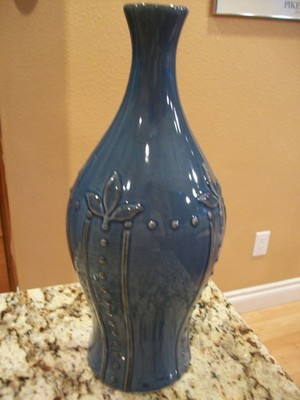 Signature Sorrento Debby Segura Mediterranean Blue vase bottle mint condition