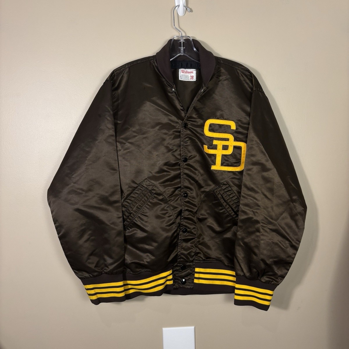 Vintage 70s Wilson San Diego Padres Satin Jacket Mens 38 MLB